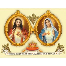 Obraz 30x40 - Serce Jezusa, serce Maryi