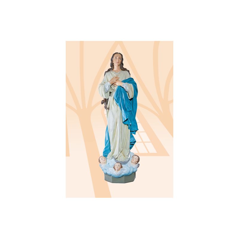 Figura Matka Boża z aniołkami kolor - 130 cm