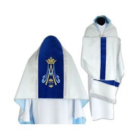 Welon liturgiczny srebrny brokat - pasy aksamitne