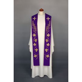 Stuła haftowana do koncelebry - kolory liturgiczne, bogaty haft (1)