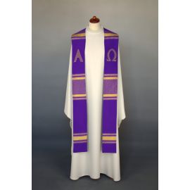 Stuła haftowana Alfa i Omega - kolory liturgiczne (8)