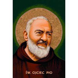 Święty Ojciec Pio - Ikona dwustronna z modlitwą A5
