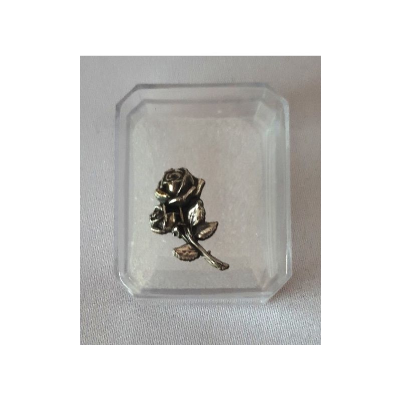 Pudełeczko na różaniec - prostokąt metalowa róża