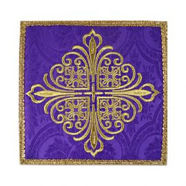 Palka haftowana fioletowa krzyż - tkanina żakard