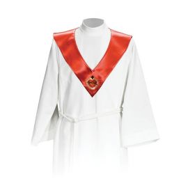Szkaplerz ministrancki - czerwony Serce w koronie (kolory liturgiczne)
