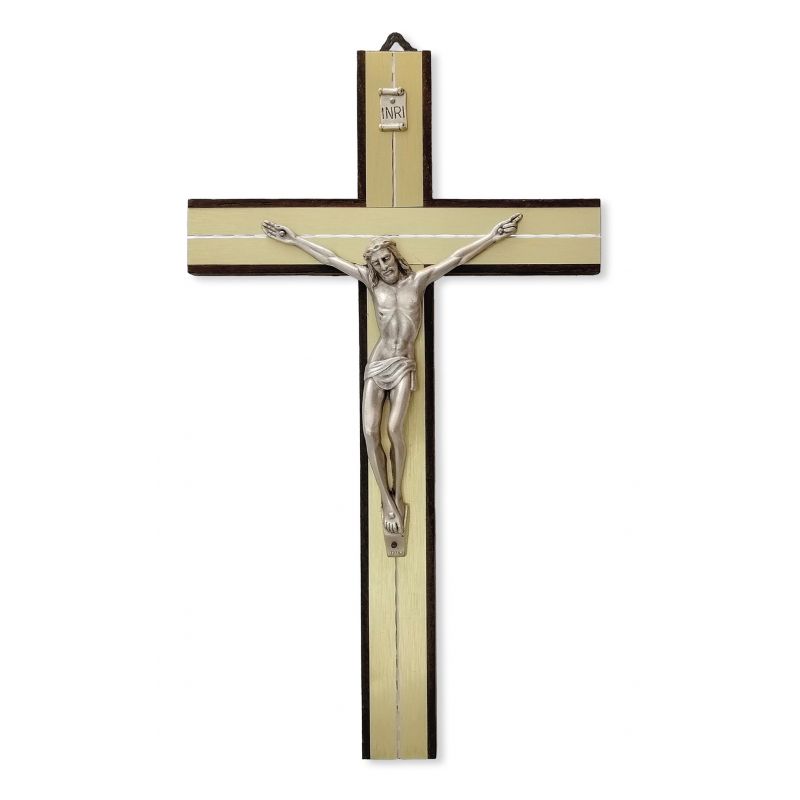 Krzyż drewniany inkrustowany metalem (3)