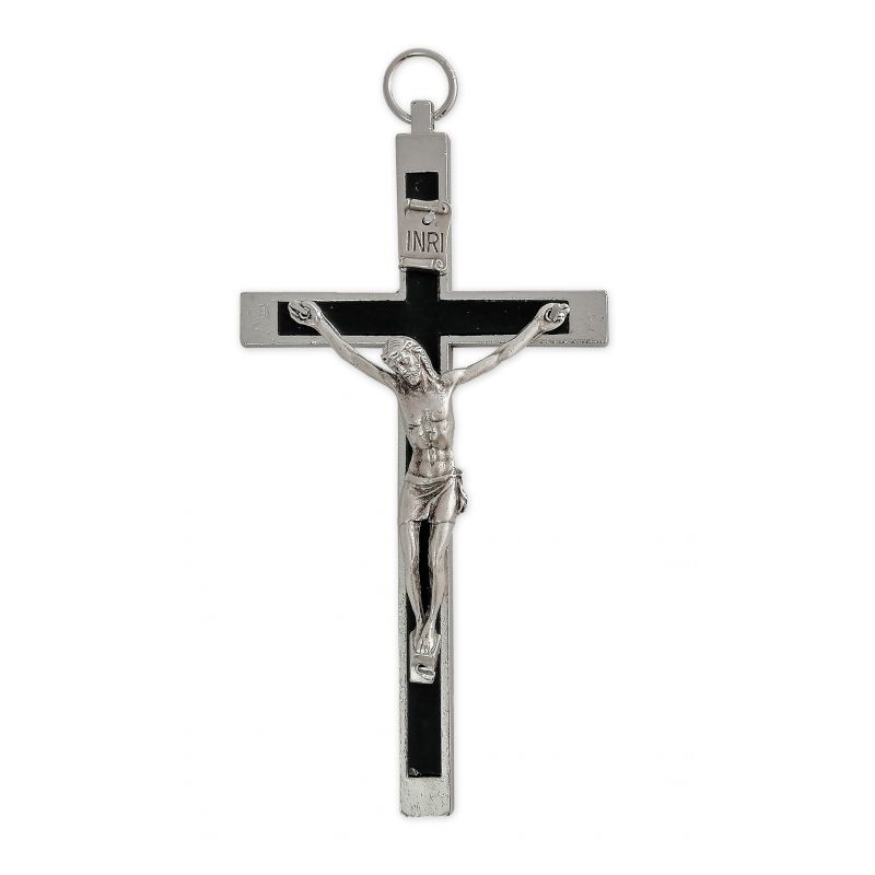 Krzyż zakonny, metalowy, inkrustowany - 10 cm
