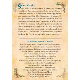 Święta Cecylia - Ikona dwustronna z modlitwą format A5