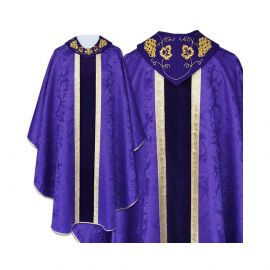 Ornat gotycki fioletowy haftowany kołnierz - tkanina gładka (47)