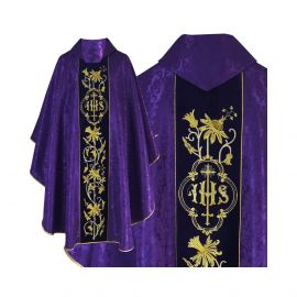 Ornat gotycki fioletowy haftowany - tkanina żakard (51)
