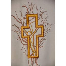 Ornat haftowany ecru - krzyż (10)