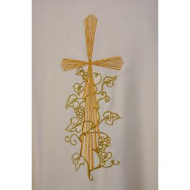 Ornat ecru haftowany - krzyż, winogrona (17)