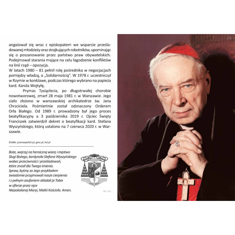 Folder rozkładany — Kardynał Stefan Wyszyński