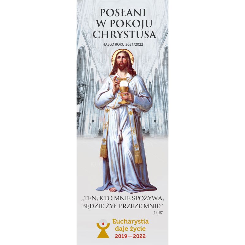 Baner na Rok Duszpasterski 2021/2022 "Posłani w pokoju Chrystusa" 75x200 cm (3)