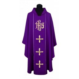 Ornat haftowany IHS + Krzyż - kolory liturgiczne