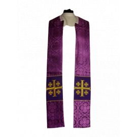 Kapa haftowana - Krzyż Jerozolimski fiolet - rozeta (3)