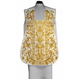 Ornat rzymski biały haftowany motyw eucharystyczny, aksamit (73)