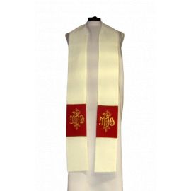 Kapa haftowana kremowo - czerwona - ornament (4)