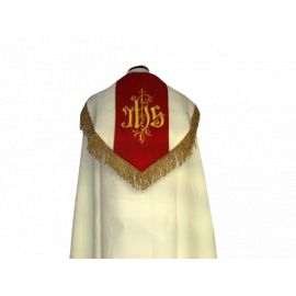 Kapa haftowana kremowo - czerwona - ornament (4)