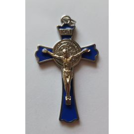 Krzyżyk św. Benedykt - niebieski 5,5x3 cm