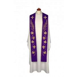 Stuła haftowana do koncelebry - kolory liturgiczne, bogaty haft (1)
