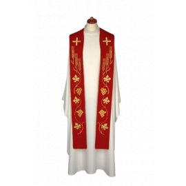 Stuła haftowana do koncelebry - kolory liturgiczne, bogaty haft (1)