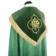 Kapa zielona haftowana IHS - aksamitne pasy (81)