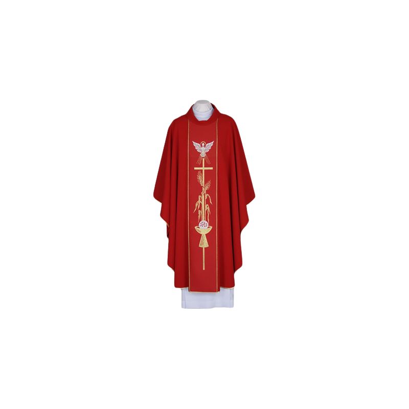 Ornat czerwony z symboliką Ducha Świętego - pas tkany (97)