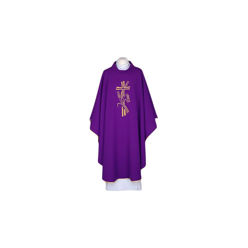 Ornat fioletowy, pas haftowany - Krzyż, kłosy (120)