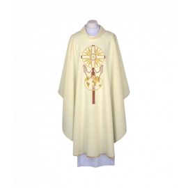 Ornat ecru, pas haftowany - Haft eucharystyczny (127)