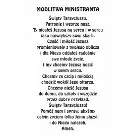 Obrazek z modlitwą ministranta - Święty Tarsycjusz