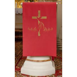 Lektorium haftowane na ambonę, motyw krzyża i ognia (H216)