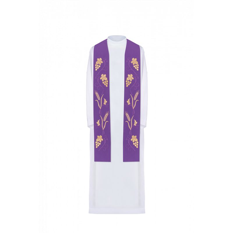 Stuła kapłańska haftowana fioletowa (5H)