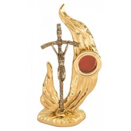 Relikwiarz mosiężny, złocony 22 cm - papieski (8S)