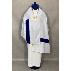 Welon liturgiczny ecru, pasy aksamit - Maryjny (30)