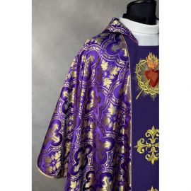 Ornat gotycki fioletowy, haftowany Serce w Koronie (16K)