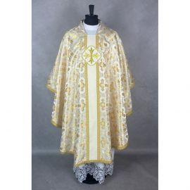 Ornat gotycki ecru/złoty, haftowany (37K)