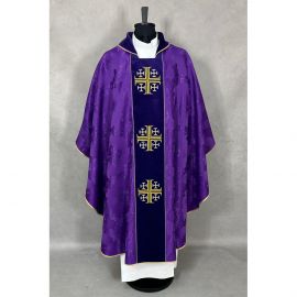Ornat gotycki haftowany, fioletowy, pas aksamit (55K)