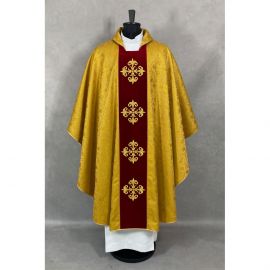 Ornat gotycki haftowany, złoty, pas aksamit (57K)