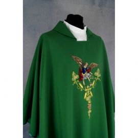 Ornat gotycki haftowany, zielony - Michał Archanioł (88K)