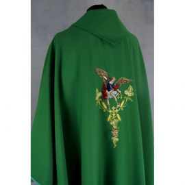 Ornat gotycki haftowany, zielony - Michał Archanioł (88K)