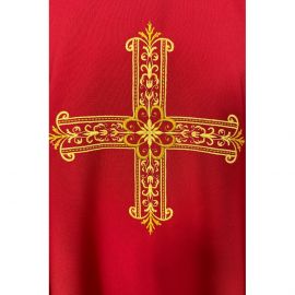 Ornat gotycki haftowany, czerwony - Krzyż (97K)