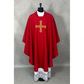 Ornat gotycki haftowany, czerwony - Krzyż (97K)