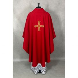 Ornat gotycki haftowany, czerwony - Krzyż (97K)