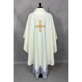 Ornat gotycki haftowany, ecru - Krzyż (98K)