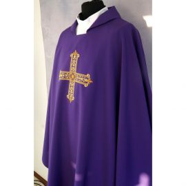 Ornat gotycki haftowany, fioletowy - Krzyż (99K)