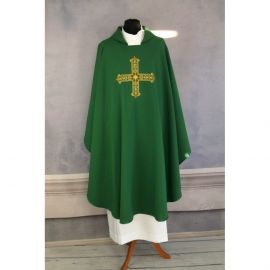 Ornat gotycki haftowany, zielony - Krzyż (100K)
