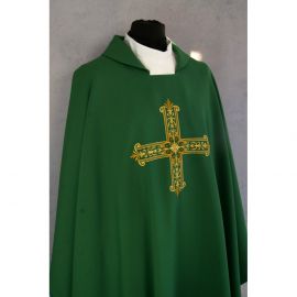 Ornat gotycki haftowany, zielony - Krzyż (100K)