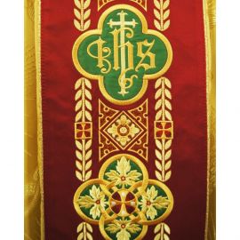 Ornat gotycki złoty, haftowany IHS (108K)