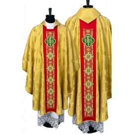 Ornat gotycki złoty, haftowany IHS (108K)